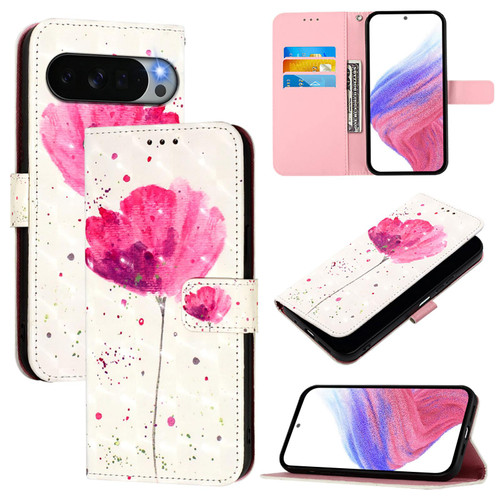 Google Pixel 11 Pro XL 3D Painting Horizontal Flip Leather Phone Case - Flower