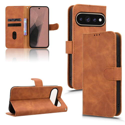 Google Pixel 11 Pro XL 5G Skin Feel Magnetic Flip Leather Phone Case - Brown