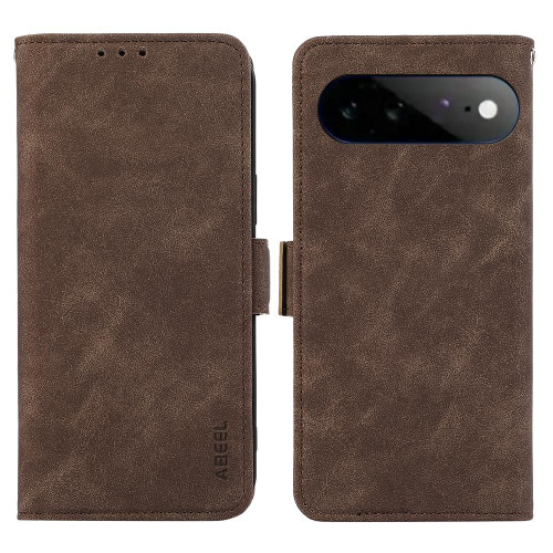 Google Pixel 11 Pro XL ABEEL Frosted Magnetic RFID Leather Phone Case - Brown