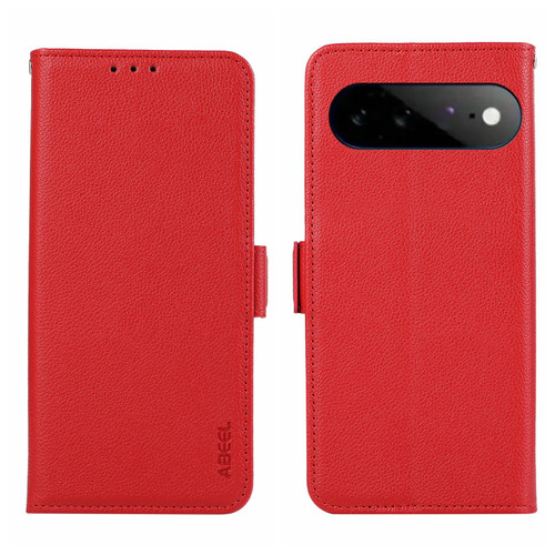 Google Pixel 11 Pro XL ABEEL Side-Magnetic Litchi Pattern Leather RFID Phone Case - Red