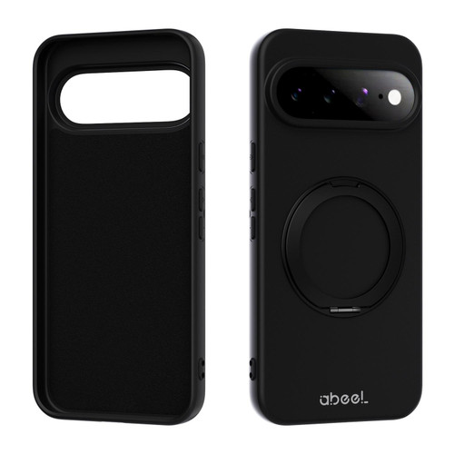 Google Pixel 11 Pro XL ABEEL Skin-friendly Feel Magnetic Liquid Silicone Phone Case with Holder - Black