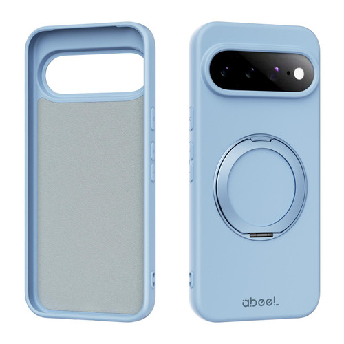 Google Pixel 11 Pro XL ABEEL Skin-friendly Feel Magnetic Liquid Silicone Phone Case with Holder - Sky Blue