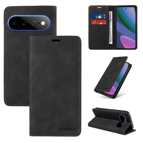 Google Pixel 11 Pro XL BETOPNICE Suction RFID Anti-theft Leather Phone Case - Black