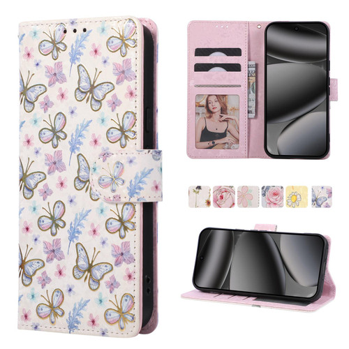 Google Pixel 11 Pro XL Bronzing Painting RFID Leather Phone Case - Pansies