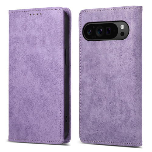 Google Pixel 11 Pro XL Business Solid Color Magnetic RFID Leather Phone Case - Purple