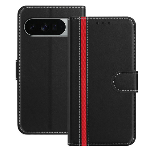 Google Pixel 11 Pro XL Color Block Card Slots Vegan Leather Phone Case - Black