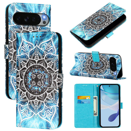 Google Pixel 11 Pro XL Colored Drawing Pattern Plain Weave Leather Phone Case - Undersea Mandala
