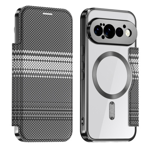 Google Pixel 11 Pro XL Color-plaid Shield Magnetic RFID Vegan Leather Phone Case - Black