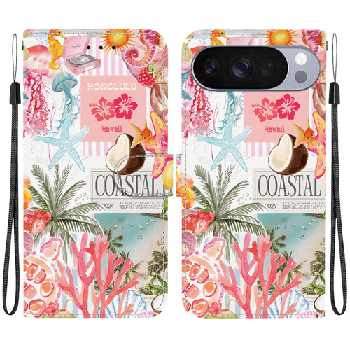 Google Pixel 11 Pro XL Crystal-Texture Painted Vegan Leather Phone Case - Island Coral