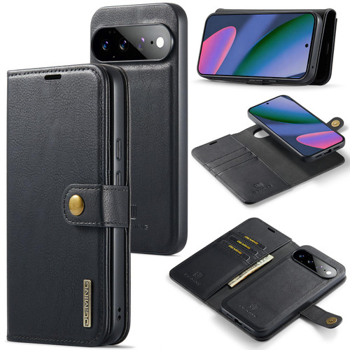 Google Pixel 11 Pro XL DG.MING Crazy Horse Texture Detachable Magnetic Leather Phone Case - Black