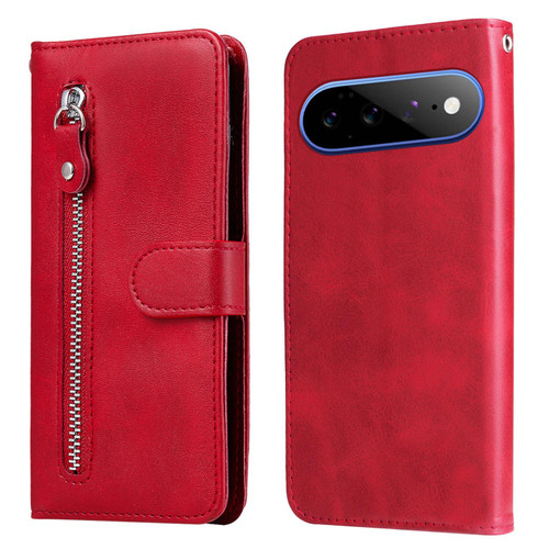 Google Pixel 11 Pro XL Fashion Calf Texture Zipper Leather Phone Case - Red