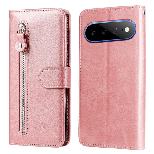 Google Pixel 11 Pro XL Fashion Calf Texture Zipper Leather Phone Case - Rose Gold