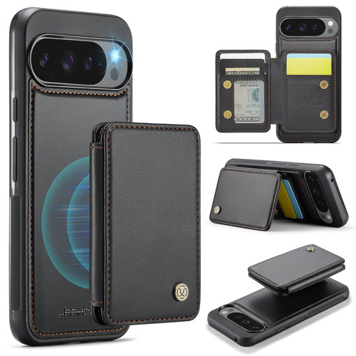 Google Pixel 11 Pro XL JEEHOOD J05 Business Magnetic Style RFID Leather Phone Case - Black