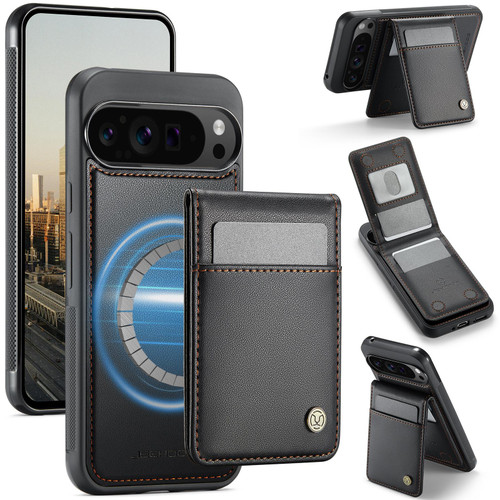 Google Pixel 11 Pro XL JEEHOOD J06 British Style RFID MagSafe Card Bag PU Phone Case - Black