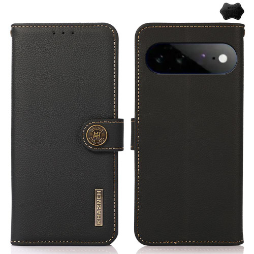 Google Pixel 11 Pro XL KHAZNEH Custer Genuine Leather RFID Phone Case - Black