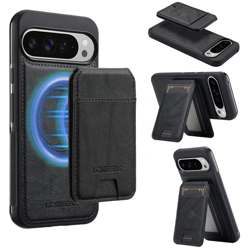 Google Pixel 11 Pro XL LC.IMEEKE L3 Series Detachable RFID Card Bag Magsafe Phone Case - Black