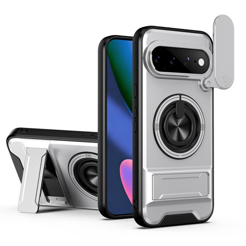 Google Pixel 11 Pro XL Lens Sliding Window Multifunctional Magnetic Shockproof Phone Case - Titanium Gray