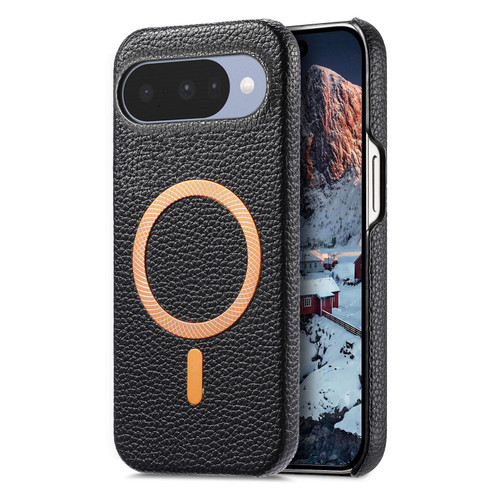 Google Pixel 11 Pro XL Litchi Texture Brushed MagSafe PU Back Cover Phone Case - Black