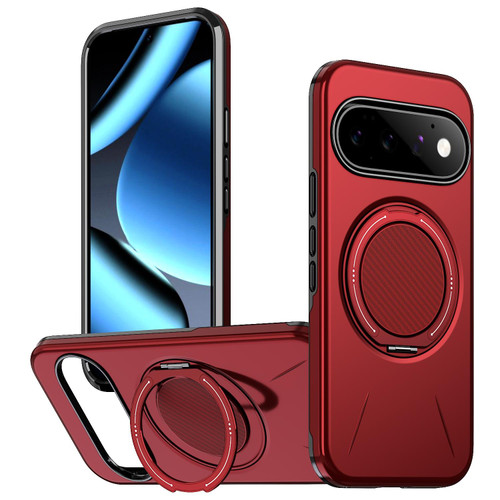 Google Pixel 11 Pro XL Metal Rotation Holder MagSafe TPU Hybrid PC Phone Case - Red