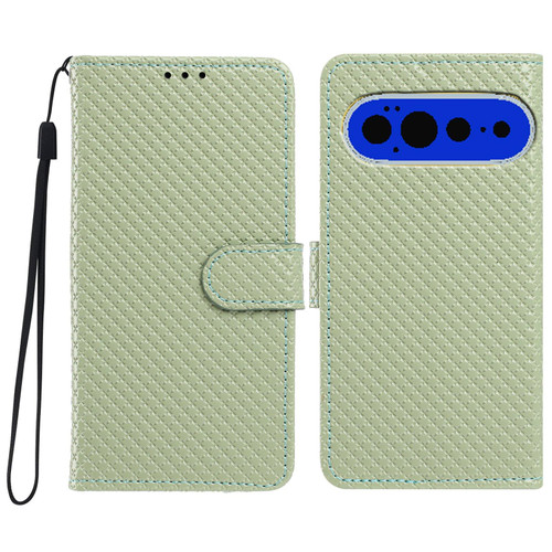 Google Pixel 11 Pro XL Mirrored Buckle Vegan Leather Phone Case with Small Black Cord - Green