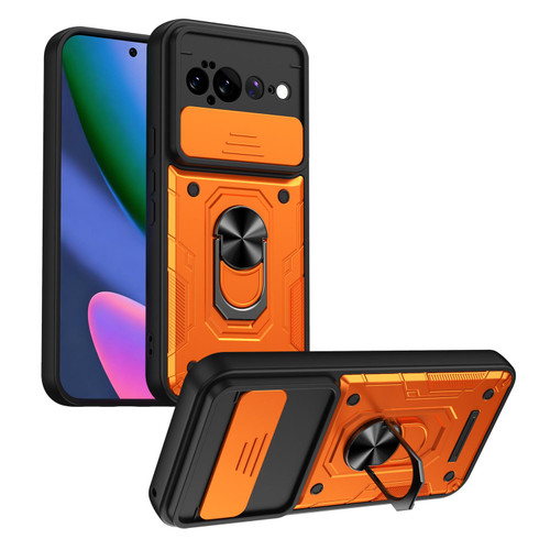 Google Pixel 11 Pro XL Nanshan Armor Sliding Camshield Ring Holder Phone Case - Orange