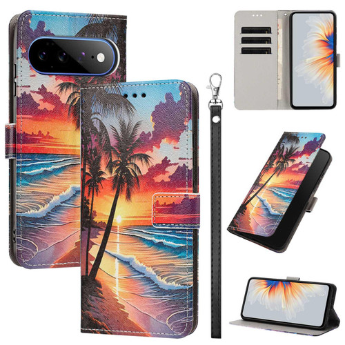 Google Pixel 11 Pro XL Painted Pattern Vegan Leather Phone Case with Strap - Hawaii