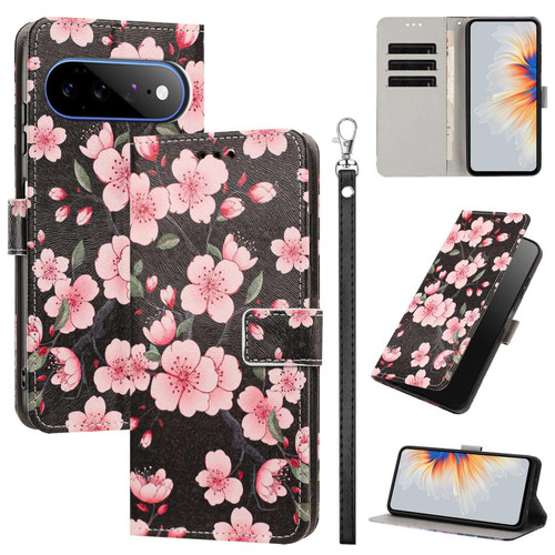 Google Pixel 11 Pro XL Painted Pattern Vegan Leather Phone Case with Strap - Sakura
