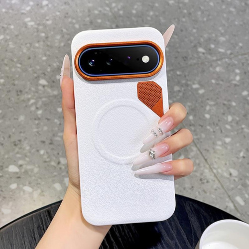 Google Pixel 11 Pro XL PC + TPU + Leather Cooling Holes MagSafe Phone Case - White