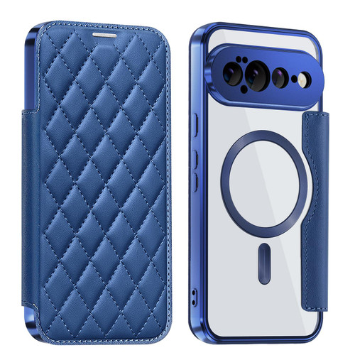 Google Pixel 11 Pro XL Shield Magsafe RFID Anti-theft Rhombus Leather Phone Case - Dark Blue