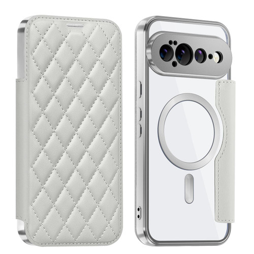 Google Pixel 11 Pro XL Shield Magsafe RFID Anti-theft Rhombus Leather Phone Case - Grey