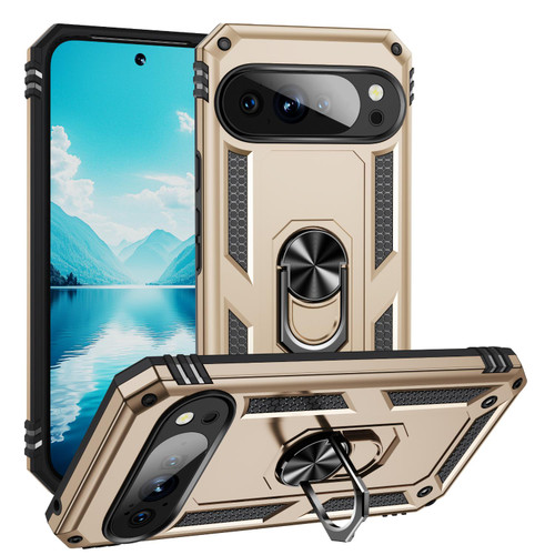 Google Pixel 11 Pro XL Shockproof TPU + PC Phone Case with Holder - Gold