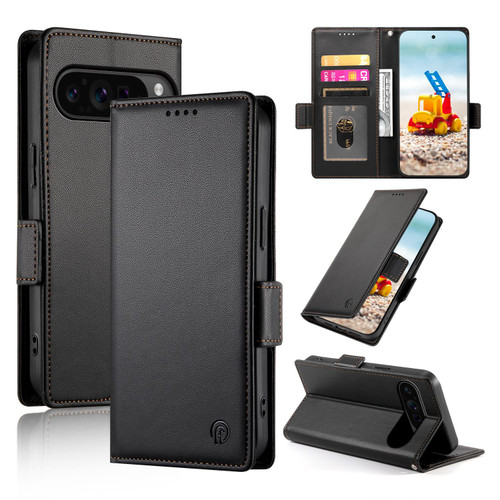 Google Pixel 11 Pro XL Side Buckle Magnetic Frosted Leather Phone Case - Black