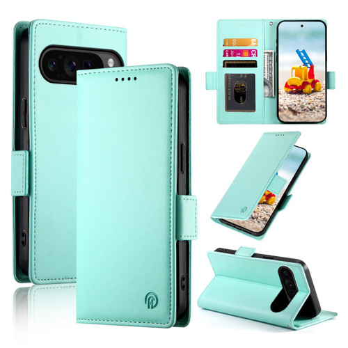 Google Pixel 11 Pro XL Side Buckle Magnetic Frosted Leather Phone Case - Mint Green