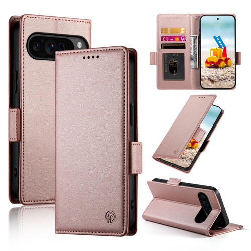 Google Pixel 11 Pro XL Side Buckle Magnetic Frosted Leather Phone Case - Rose Gold