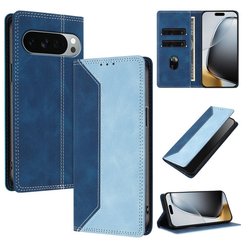 Google Pixel 11 Pro XL Skin Feel Two-tone RFID Blocking Vegan Leather Phone Case - Light Blue
