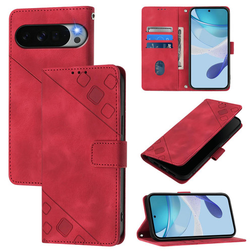 Google Pixel 11 Pro XL Skin-feel Embossed Leather Phone Case - Red