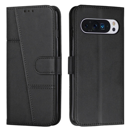 Google Pixel 11 Pro XL Stitching Calf Texture Buckle Leather Phone Case - Black
