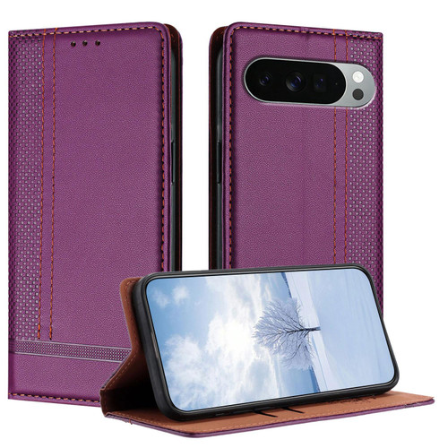 Google Pixel 11 Pro XL Stitching Design Scratch-Resistant Vegan Leather Phone Case - Purple