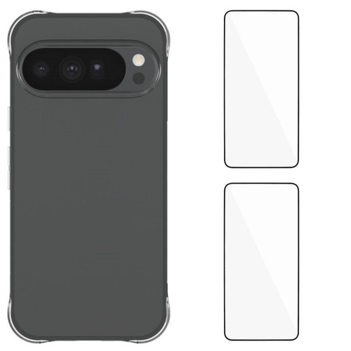 Google Pixel 11 Pro XL WANLONFENG Transparent Four-Corner Shockproof TPU Phone Case with 2pcs Screen Films - Transparent