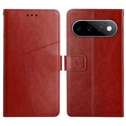 Google Pixel 11 Pro XL Y-shaped Pattern Flip Leather Phone Case - Brown