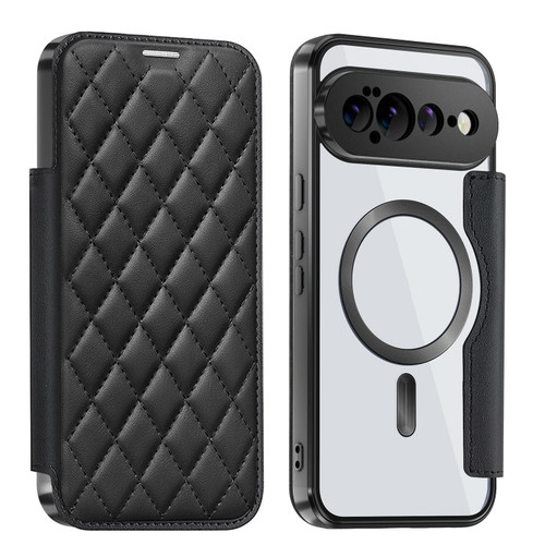 Google Pixel 11 Shield Magsafe RFID Anti-theft Rhombus Leather Phone Case - Black