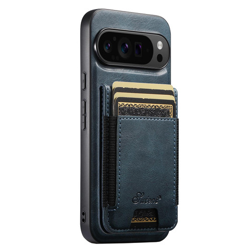 Google Pixel 11 Suteni H17 Oil Eax Leather Detachable Wallet Phone Case - Blue