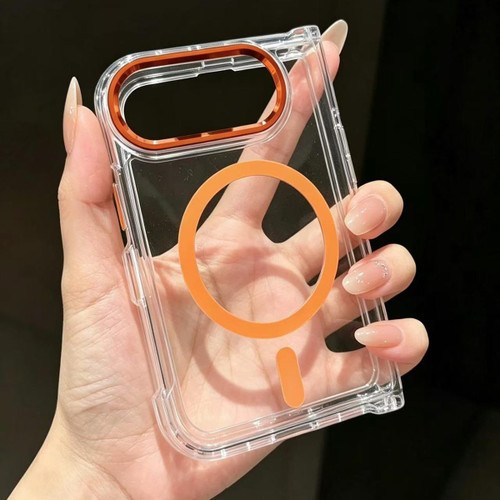 iPhone Duo Acrylic Transparent Magnetic Phone Case - Orange