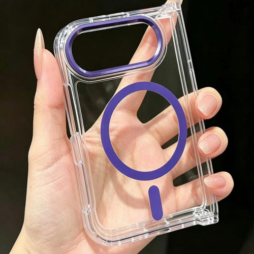 iPhone Duo Acrylic Transparent Magnetic Phone Case - Purple