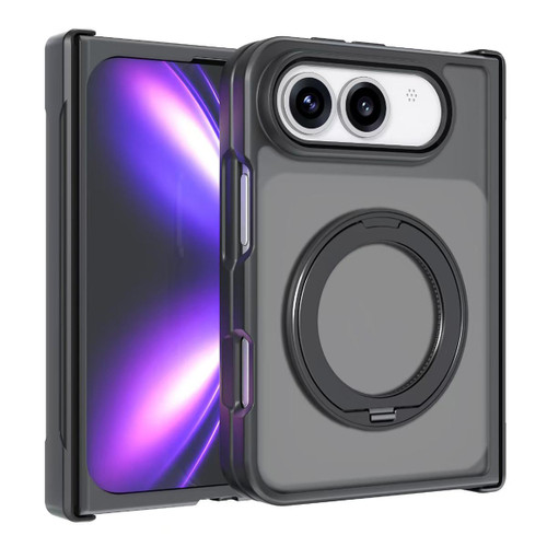 iPhone Duo Armor Magnetic Holder PC Hybrid TPU Phone Case - Frosted Black