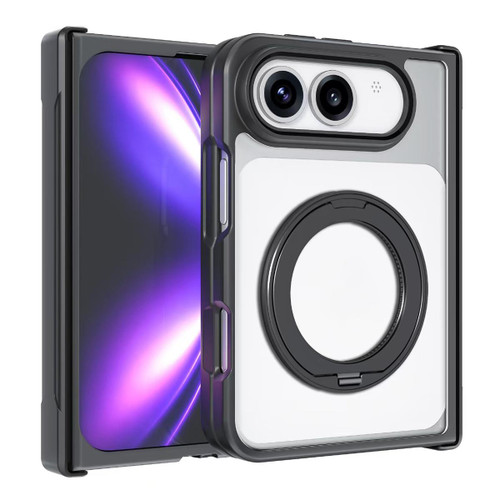 iPhone Duo Armor Magnetic Holder PC Hybrid TPU Phone Case - Transparent
