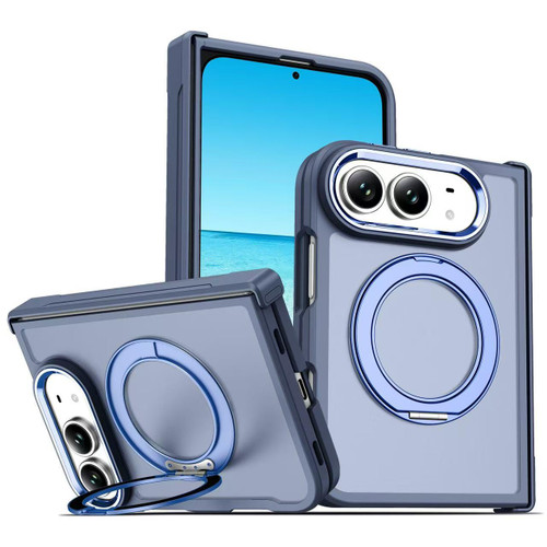 iPhone Duo Armor-style Hinge Protection Magnetic Ring Holder Phone Case - Blue