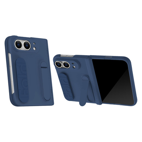 iPhone Duo Bazher Shell Film Integrated Holder Shockproof Phone Case - Navy blue