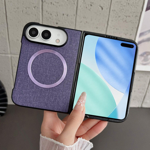 iPhone Duo CD Magsafe Magnetic Cloth Texture Phone Case - Purple
