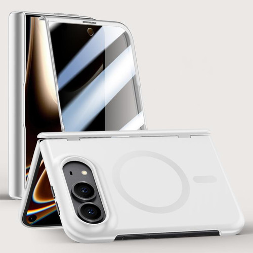 iPhone Duo Crazy Series Integrated Privacy Film Skin Feel Center Axis Magnetic Phone Case - Silver